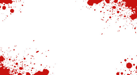 Grunge blood splatter frame texture, red bloody splashes border for horror design, Halloween element on transparent background. Red blood splashes vector illustration PNG