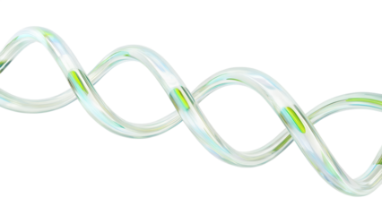 Emerald Genome – Glass-Like DNA Double Helix with Green Accents on Dark Background
