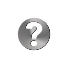 3D Metallic Question Mark Icon Silver Inquiry Symbol PNG for Help and Support 
