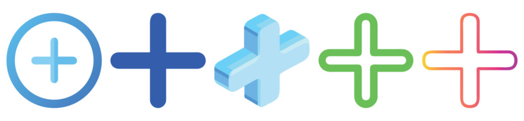 Obraz premium Colorful Plus Sign Icons Set
