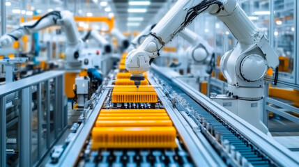 Fully Automated Modern PCB Assembly Line Equipped with Advanced High Precision Robot Arms