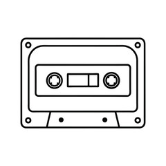 Obraz premium Retro cassette tape outline icon for vintage audio and music themes