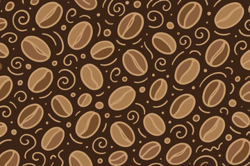 A vector background pattern featuring coffee beans in gradient brown tones, creating a warm and rich design perfect for café branding and packaging.

