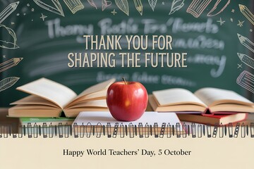 Inspiring teachers honored with apple and books, celebrating their role in shaping future generations with heartfelt gratitude