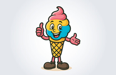 Cute Ice Cream Mascot Cartoon Character Template	