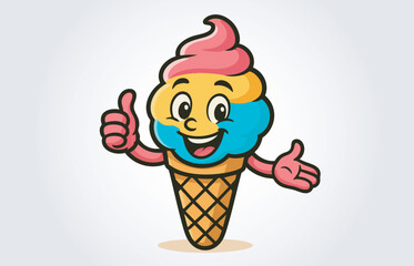Cute Ice Cream Mascot Cartoon Character Template	
