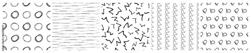Aufkleber set of seamless patterns with scribble smears