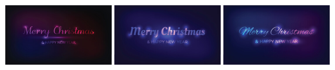Merry Christmas and Happy New Year neon background