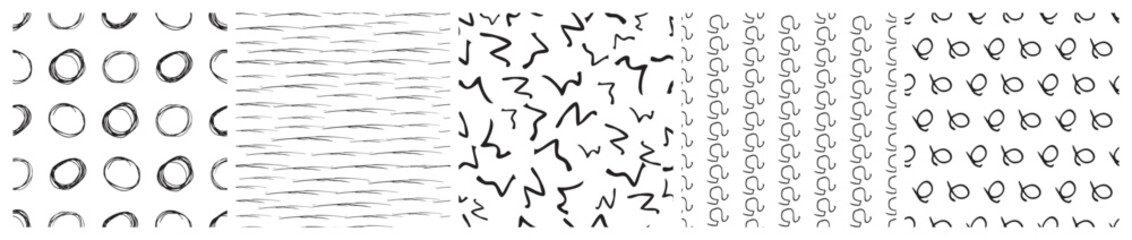 Set of seamless patterns with scribble smears