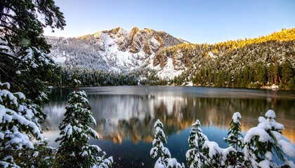 Rare summer snow on lake 