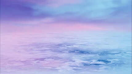 Fototapeta premium A beautiful gradient background of light purple and yellow hues, with smooth ice in the foreground and rainbow aurora above, evokes tranquility and mystery.