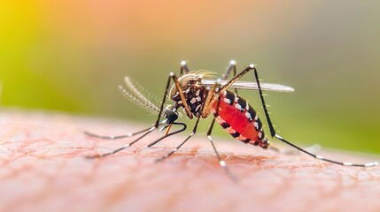 Mosquitoes sucking blood is a common biological phenomenon primarily observed in female mosquitoes, as they require blood meals to obtain essential proteins and iron for egg developmen