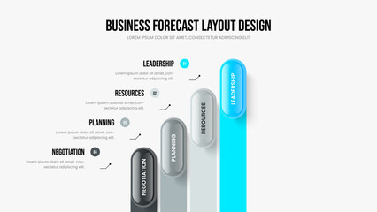 Creative Solution 4 Element Infographic Presentation Template. Business Forecast Four Option Diagram Slide Layout. Visual Proposal Slideshow Design Vector Illustration.