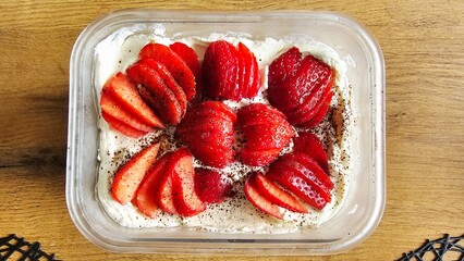 strawberries in a glass jar