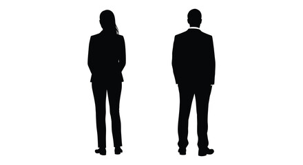 Silhouette of Businessman and Businesswoman Back View. vector Silhouette design