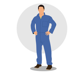 Male mechanic, plumber technician or engineer cartoon character vector illustration.