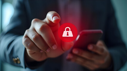 Man's Finger Highlighting a Flashing Fraud Alert on Phone