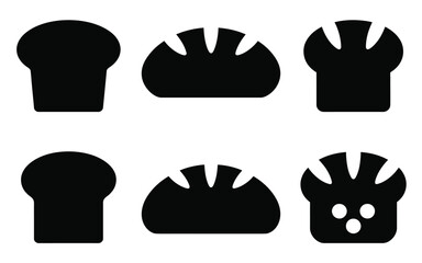 Vector art of collection of bread icons isolated on white background, representing bakery and food themes