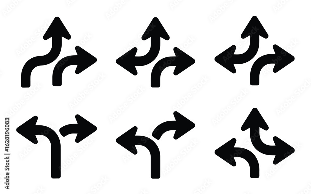 Poster vector art of collection of direction arrow icons isolated on white background, perfect for navigati