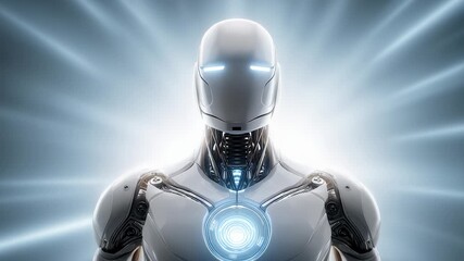 Futuristic Technological Robot Image Display - Powered by Adobe