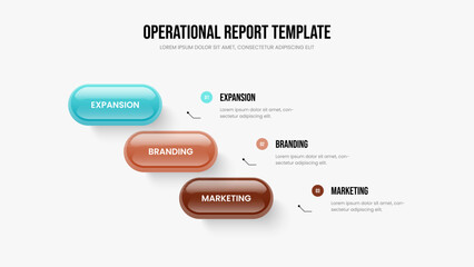 Service Proposal 3 Step Diagram Presentation Design. Investor Development Frame Layout Vector Illustration. Market Review Three Element Infographic Slideshow Template.