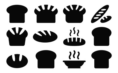 Vector art of collection of various bread icons isolated on white background for bakery concept