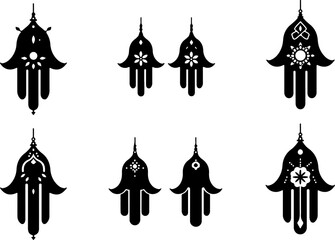Fototapeta premium Hamsa Hand Symbol Variations vector bundle