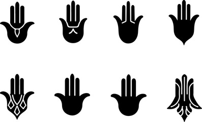 Fototapeta premium Hamsa Hand Symbol Variations vector bundle