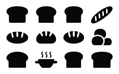 Vector art of collection of various bread icons isolated on white background for bakery or food concept