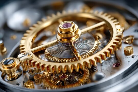 Intricate details of a gold watch movement showcasing craftsmanship and precision engineering