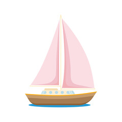 Sailboat. Color vector illustration for travel, leisure, sport concepts . Isolated on white background.	