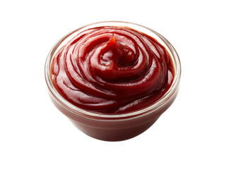 Delicious swirled bowl of ketchup red sauce, Isolated On White Background, Png Transparent