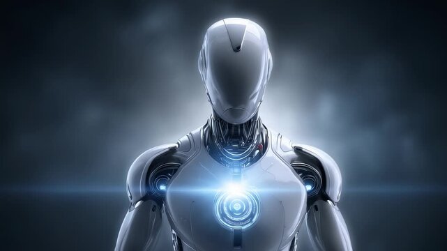 Futuristic Robot AI Intelligent Technology Display