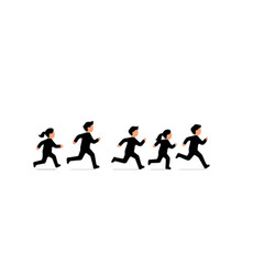 Group of People Running Together, Teamwork and Competition Concept Illustration