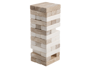 Wooden block tower game jenga stacking challenge, Isolated On White Background, Png Transparent