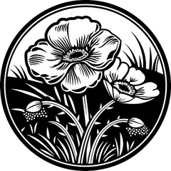 black and white flower shilouette