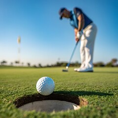 Obraz premium golfer putting a ball into the hole