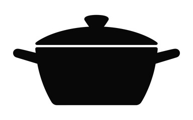 Vector art of black silhouette of a cooking pot with lid isolated on white background