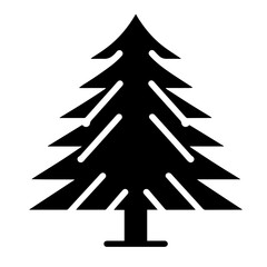 Obraz premium Black and white silhouette vector of a pine tree on a white background