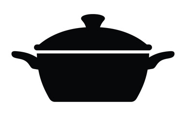 Illustration of a black cooking pot with a lid on isolated on white background