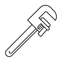 Simple Pipe Wrench Outline A Clean Detailed Vector Illustration of a Plumbing Tool