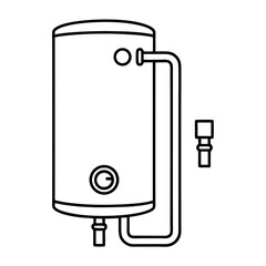Vertical Cylinder Water Heater with Pipe Connection Detailed Vector Illustration