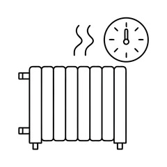 Timer Controlled Heater Icon Clock and Radiator Symbol for Smart Home and HVAC Systems