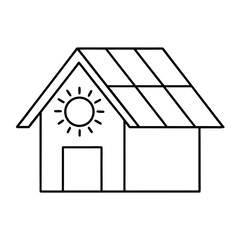 Rooftop Solar Heating Panel Design with Sun Symbol Clean Energy Illustration