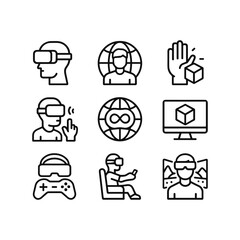 Digital universe concept vector symbols. Outline symbols. Line design