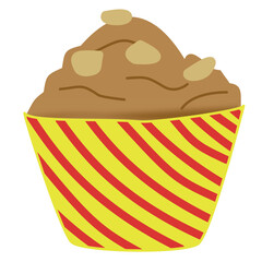 vector illustration muffin chocolate walnut cake cupcake