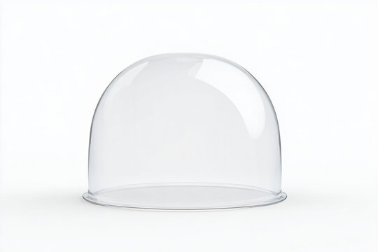 a clear glass dome with a metal base