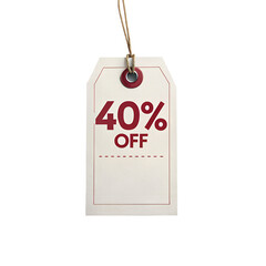 40% sale tag isolated on white background
