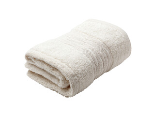 Soft cream bath towel folded neatly on black background, Isolated On White Background, Png Transparent
