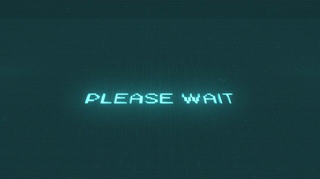 Computer Downloader Glitch Background/ A 3d computer screen technology background of a system setup message and a loading bar with glitch and tv screen effects